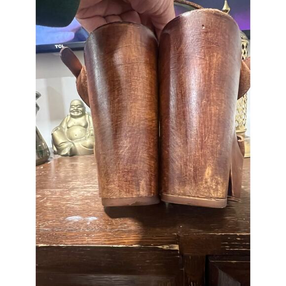 Steve Madden Lulla Chestnut Suede Leather Platform Sandals 7 - Picture 7 of 9